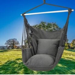 Hangmat Stoel - Hangstoel Voor Binnen Of Buiten - Incl. 2 Kussens - Zwart/Grijs Antraciet -Tuin- En Buitenwinkels 1200x1200 229