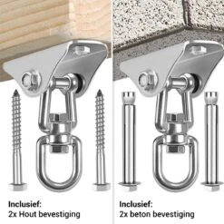 Ophangsysteem - Plafondhaak RVS - Ophanghaak TRX - Hangstoel Buiten - Hangstoel Binnen – Schommelstoel - Schommel - Bokszakken - RVS - 300kg -Tuin- En Buitenwinkels 1200x1200 239