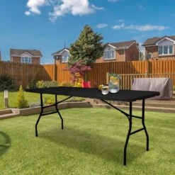 LifeGoods Klaptafel - Inklapbaar - 70x180cm - Verstelbare Vouwtafel - Weerbestendig - Zwart -Tuin- En Buitenwinkels 1200x1200 24
