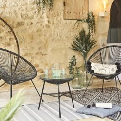 Set Van 2 Design Stoelen Ei-vormig - Acapulco Zwart - Stoelen 4 Poten Retro Design, Plastic Koorden, Binnen/buiten 11 Set Van 2 Design Stoelen Ei-vormig - Acapulco Zwart - Stoelen 4 Poten Retro Design, Plastic Koorden, Binnen/buiten -Tuin- En Buitenwinkels 1200x1200 264