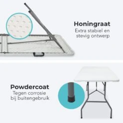 LifeGoods Klaptafel - Inklapbaar - 70x180cm - Verstelbare Vouwtafel - Weerbestendig - Wit -Tuin- En Buitenwinkels 1200x1200 298