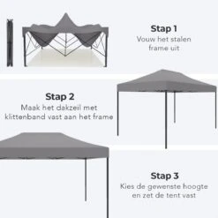 LifeGoods Partytent - 3x4.5 M - Zijwanden - Easy Up - Opvouwbaar - Waterdicht - Draagtas Met Wieltjes - Donkergrijs 17 LifeGoods Partytent - 3x4.5 M - Zijwanden - Easy Up - Opvouwbaar - Waterdicht - Draagtas Met Wieltjes - Donkergrijs -Tuin- En Buitenwinkels 1200x1200 30