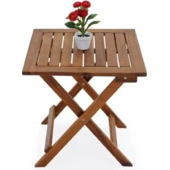 Merkloos EezyLife Houten Bijzettafel - 46x46x46cm - Acacia Hout - Tuintafel -Tuin- En Buitenwinkels 1200x1200 308