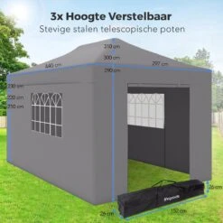 LifeGoods Partytent - 3x4.5 M - Zijwanden - Easy Up - Opvouwbaar - Waterdicht - Draagtas Met Wieltjes - Donkergrijs 21 LifeGoods Partytent - 3x4.5 M - Zijwanden - Easy Up - Opvouwbaar - Waterdicht - Draagtas Met Wieltjes - Donkergrijs -Tuin- En Buitenwinkels 1200x1200 34