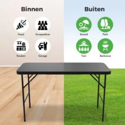 LifeGoods Klaptafel - Inklapbaar - 120 Cm - 4 Personen - Zwart -Tuin- En Buitenwinkels 1200x1200 349