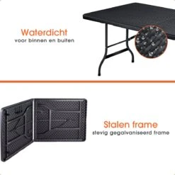 Lenx Klaptafel - Inklapbare Tafel - Opvouwbare Tuintafel - Vouwtafel - Inclusief Handvat En 2 Tafelkleden - 180x75x74cm - 6 Tot 8 Personen -Tuin- En Buitenwinkels 1200x1200 359