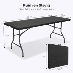 LifeGoods Klaptafel - Inklapbaar - 180 Cm - 6 Tot 8 Personen - Zwart -Tuin- En Buitenwinkels 1200x1200 365