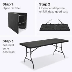 LifeGoods Klaptafel - Inklapbaar - 180 Cm - 6 Tot 8 Personen - Zwart -Tuin- En Buitenwinkels 1200x1200 367
