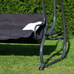 Springos Schommelbank | Linda-Schommel | 3-zits | Waterafstotend | Inclusief 2 Kussens | Verstelbare Luifel | 162 X 200 X 120 Cm | Zwart -Tuin- En Buitenwinkels 1200x1200 37