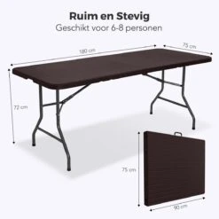 LifeGoods Klaptafel - Inklapbaar - 180 Cm - 6 Tot 8 Personen - Bruin -Tuin- En Buitenwinkels 1200x1200 374