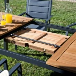NATERIAL - Uitschuifbare Tuintafel ORIS - Uitschuifbare Tafel Voor 6 Tot 8 Personen - 180-240x100 Cm - Aluminium - Hout Eucalyptus -Tuin- En Buitenwinkels 1200x1200 393