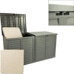 MaxxGarden Kussenbox - Tuin Opbergkist - Opbergbox - 750 L - 155x66x80 Cm - Grijs -Tuin- En Buitenwinkels 1200x1200 440