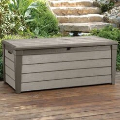 Keter Brushwood Opbergbox - Kussenbox - 455L - 145x69,7x60,3cm - Taupe -Tuin- En Buitenwinkels 1200x1200 467