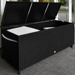 Casaria Wicker Opbergbox - Waterdicht 121,5cm Met Wielen - Grijs -Tuin- En Buitenwinkels 1200x1200 477
