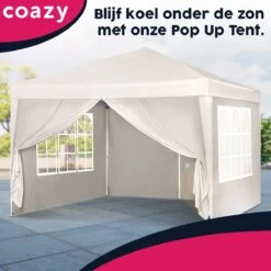 Waterdichte Partytent 3x3 Meter Opvouwbaar Met Zijwanden- Paviljoen Met Zijpanelen - Easy Up - Pop-up Tent Met Haringen, Touw En Anti Slip Poten -Tuin- En Buitenwinkels 1200x1200 502
