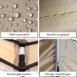 LifeGoods Partytent - 3x3 M - Zijwanden - Easy Up - Opvouwbaar - Waterdicht - Draagtas Met Wieltjes - Beige -Tuin- En Buitenwinkels 1200x1200 513