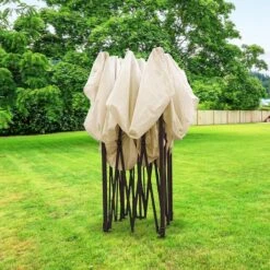 LifeGoods Partytent - 3x3 M - Zijwanden - Easy Up - Opvouwbaar - Waterdicht - Draagtas Met Wieltjes - Beige -Tuin- En Buitenwinkels 1200x1200 516