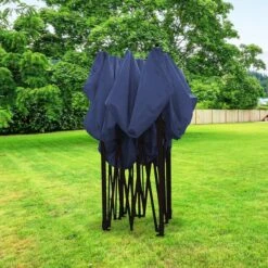 LifeGoods Partytent - 3x3 M - Easy Up - Opvouwbaar - Waterdicht - Draagtas Met Wieltjes - Donkerblauw -Tuin- En Buitenwinkels 1200x1200 530