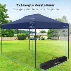 LifeGoods Partytent - 3x4.5 M - Easy Up - Opvouwbaar - Waterdicht - Draagtas Met Wieltjes - Donkerblauw 16 LifeGoods Partytent - 3x4.5 M - Easy Up - Opvouwbaar - Waterdicht - Draagtas Met Wieltjes - Donkerblauw -Tuin- En Buitenwinkels 1200x1200 540