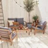 Houten Loungeset 4 Plaatsen - Ushuaïa - Grijs Kussens, Bank, Fauteuils En Lage Tafel Van Acacia, Design -Tuin- En Buitenwinkels 1200x1200 584