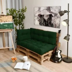 Beautissu Style – Palletkussen Set – 1x Zitkussen 120x80 Cm & 1x Rugkussen 120x40 Cm – Donker Groen -Tuin- En Buitenwinkels 1200x1200 620