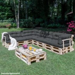 Beautissu Style – Palletkussen Set – 1x Zitkussen 120x80 Cm & 1x Rugkussen 120x40 Cm – Graphiet Grijs -Tuin- En Buitenwinkels 1200x1200 642