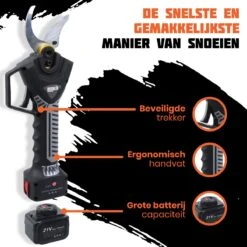 Reichlër® Elektrische Snoeischaar - 40 Mm Snijdiameter - 2x Accu - Anti-cut Functie - Heggenschaar - Takkenschaar - Zwart -Tuin- En Buitenwinkels 1200x1200 667