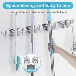 BOTC Bezemhouder - 5 Houders 6 Haken Bezem Ophangsysteem - Zeflklevend - Opbergsysteem - Ophanghaken - Tuingereedschap - Gereedschap Opbergen -Tuin- En Buitenwinkels 1200x1200 694