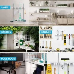 BOTC Bezemhouder - 5 Houders 6 Haken Bezem Ophangsysteem - Zeflklevend - Opbergsysteem - Ophanghaken - Tuingereedschap - Gereedschap Opbergen -Tuin- En Buitenwinkels 1200x1200 695