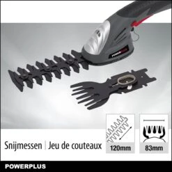 Powerplus POWEG4500 Gras-/Heggenschaar Accu - 7.2V - Snoeien En Knippen - Zwaardlengte 83/120mm - Mesafstand 8mm - Incl. 1,5Ah Accu En Lader - Haagschaar Voor Tuinonderhoud -Tuin- En Buitenwinkels 1200x1200 816