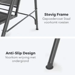 LifeGoods Schommelbank - 3-zits - Tot 250KG - Kantelbaar Dak - UV-bestendig Zonnescherm - 172x104x162cm - Grijs -Tuin- En Buitenwinkels 1200x1200 88