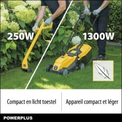 Powerplus POWXG6212T Elektrische Grasmaaier - Grasmachine Voor Kleine En Middelgrote Tuin - 1300W - Maaibreedte 320mm - Verstelbare Maaihoogte - 30L Opvangbak - Incl. Grastrimmer 250W -Tuin- En Buitenwinkels 1200x1200 882