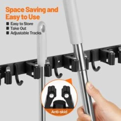 BOTC Bezemhouder - 5 Houders 6 Haken - Gereedschapshouder - Zeflklevend - Bezem Ophangsysteem - Ophanghaken - Tuingereedschap -Tuin- En Buitenwinkels 1200x1200 956