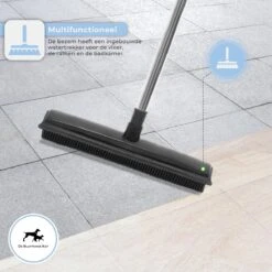 2 In 1 Rubberen Bezem – Bezem Binnen & Buiten – Vloerwisser Met Steel - Met Huisdierhaar Verwijderaar - Vloertrekker – Veger - Extra Lang 160cm -Tuin- En Buitenwinkels 1200x1200 961