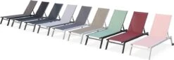 ELSA - Set Van 2 Ligstoelen Van Aluminium En Textileen, Ligbed Multipositioneel Met Wieltjes, Kleur Grijs/lichtgrijs -Tuin- En Buitenwinkels 1200x418