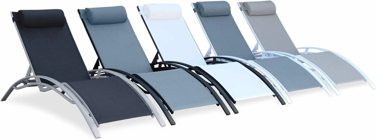 Alice's Garden Louisa Ligstoelen - Aluminium/Textileen - 1,67 M - Antraciet/Grijs 5 Alice's Garden Louisa Ligstoelen - Aluminium/Textileen - 1,67 M - Antraciet/Grijs - Afbeelding 3