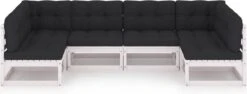 Decoways - 6-delige Loungeset Met Kussens Massief Grenenhout Wit -Tuin- En Buitenwinkels 1200x457