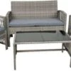 Merkloos Tuin Loungeset Grijs / Bruin - Lounge Set Tuin - Relax Bank - Lounge Bank Tuin - Tuinbank - Loungebank - Tuinset/ Loungebank - Tuinset - Tuinstoel - Loungeset - Rattan Tuinmeubilair - Poly Rotan Tuinmeubelen - Grijs / Bruin -Tuin- En Buitenwinkels 1200x498
