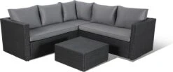 Central Park Hoekbank Loungeset Alea Grijs Staal/riet 3-delig -Tuin- En Buitenwinkels 1200x499