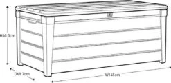 Keter Brushwood Opbergbox - Kussenbox - 455L - 145x69,7x60,3cm - Taupe -Tuin- En Buitenwinkels 1200x581 1