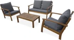 Houten Loungeset 4 Plaatsen - Ushuaïa - Grijs Kussens, Bank, Fauteuils En Lage Tafel Van Acacia, Design -Tuin- En Buitenwinkels 1200x659 2