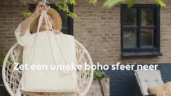 Vita5 Macramé Hangstoel - Voor Binnen En Buiten - Zonder Standaard - Incl. Kussen, Boekenvak En Beschermhoes - Tot 150kg - Zwart -Tuin- En Buitenwinkels 1200x675 1