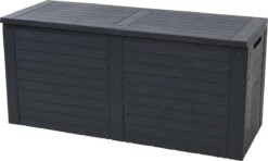 KOOPMAN Kussenbox - Tuinkist - Opslagbox - 240 Liter - Met Verzonken Handgrepen - 115x45x53CM - Zwart -Tuin- En Buitenwinkels 1200x721