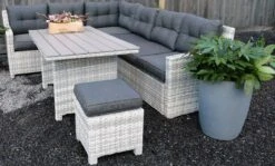 Merkloos Rivièra | Loungeset Hoekset Dining Set Tuinset | Wicker | Hoekbank, Hoge Tuintafel, 2 Hockers | 6 Zitplaatsen -Tuin- En Buitenwinkels 1200x725
