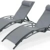 Alice's Garden Louisa Ligstoelen - Aluminium/Textileen - 1,67 M - Antraciet/Grijs -Tuin- En Buitenwinkels 1200x742
