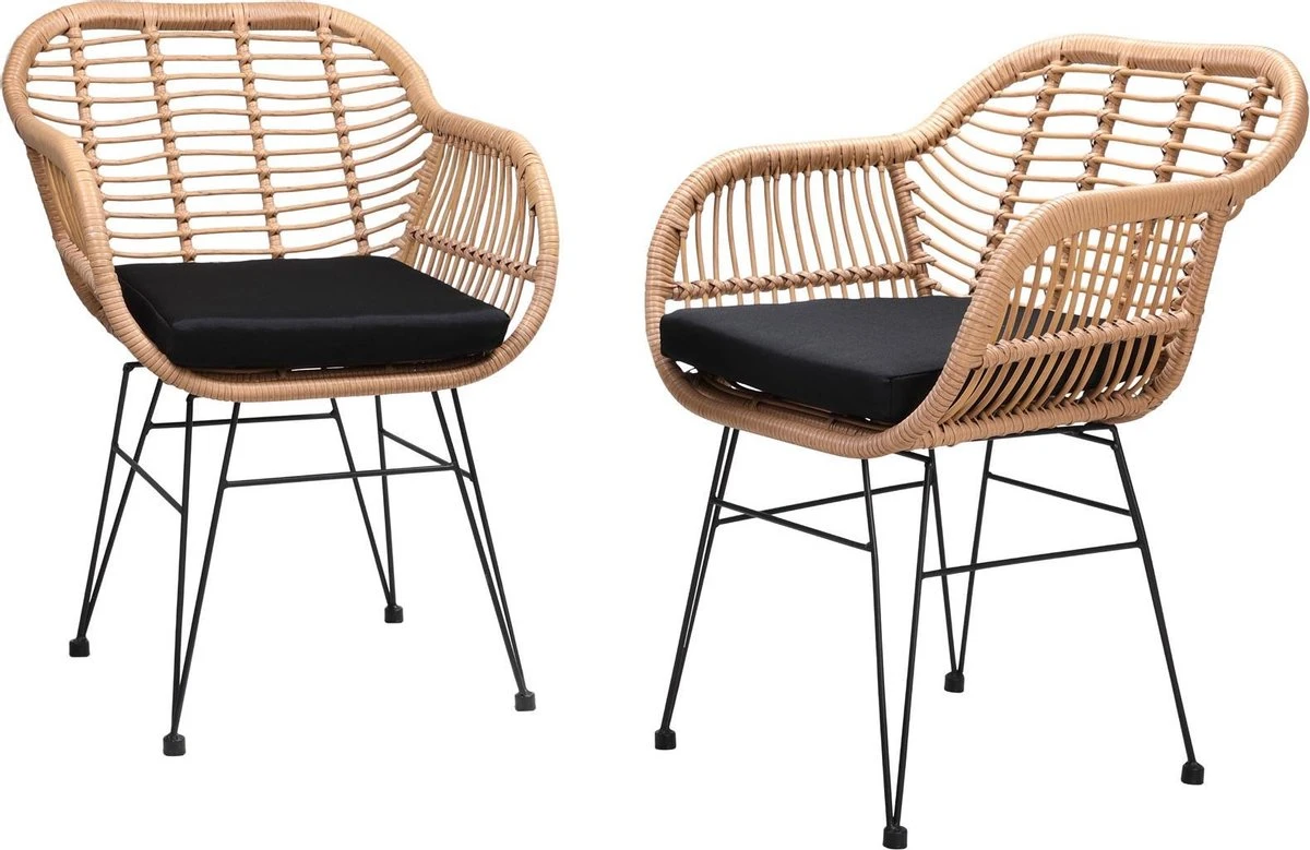 Casaria Polyrotan Kuipstoel Bali - Met Kussens – 2 Stuks 3 Casaria Polyrotan Kuipstoel Bali - Met Kussens – 2 Stuks