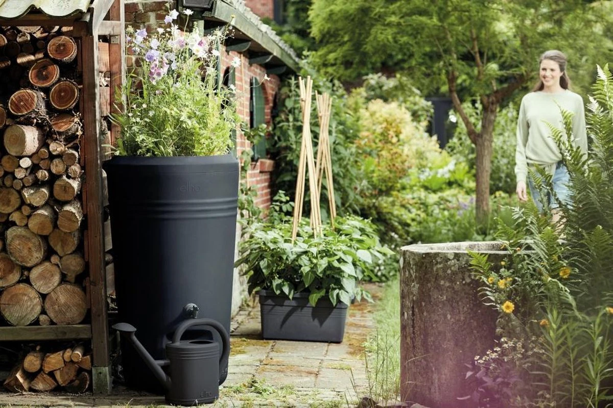 Elho Green Basics Regenton - Regenton - Living Black - Buiten - 200 Liter 9 Elho Green Basics Regenton - Regenton - Living Black - Buiten - 200 Liter - Afbeelding 7