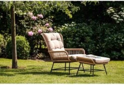 BUITEN Living Dex Wicker Loungestoel Tuin Incl. Wicker Voetenbank | Wicker + Aluminium | Bamboe Antraciet -Tuin- En Buitenwinkels 1200x820