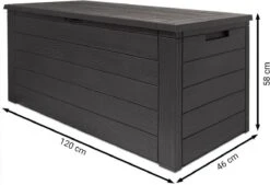 Merkloos Woody Tuin Opbergbox - 324 Liter 45x120x60 Cm - Tuinkussenbox - Antraciet/bruin -Tuin- En Buitenwinkels 1200x823 1