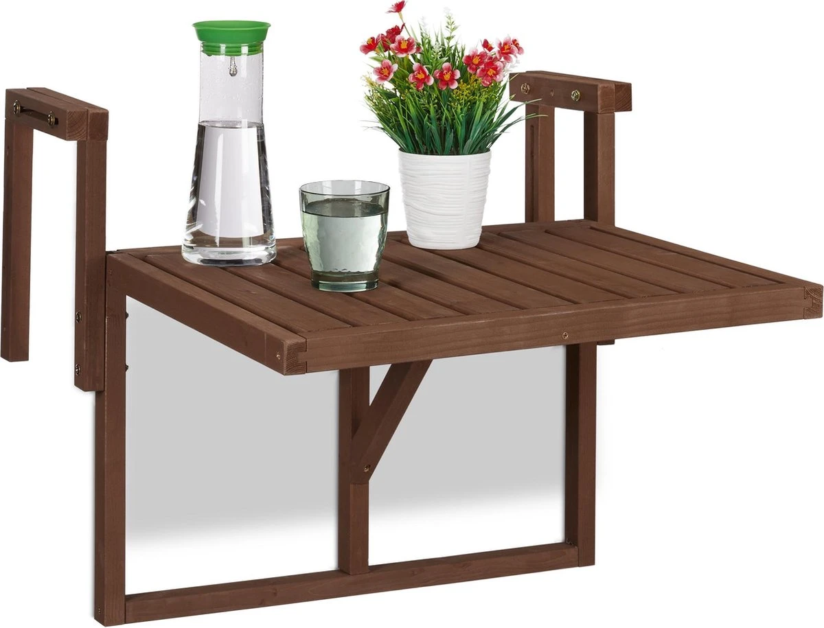 Relaxdays Balkontafel Inklapbaar - Klaptafel Balkon - Tafel Reling - Hangtafel Hout 3 Relaxdays Balkontafel Inklapbaar - Klaptafel Balkon - Tafel Reling - Hangtafel Hout